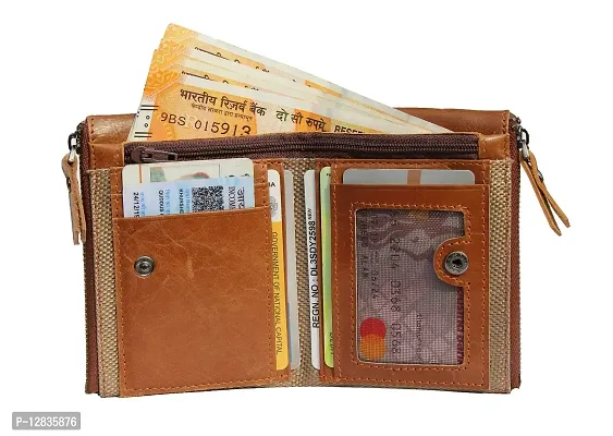 Pocket Bazar Men Casual Artificial Leather Wallet (Tan)-thumb2