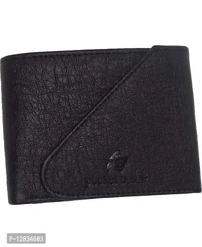 pocket bazar Men Casual Black Artificial Leather Wallet (5 Card Slots)-thumb0