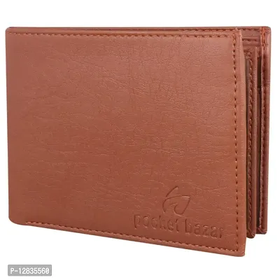 Pocket Bazar Men Casual Artificial Leather Wallet (Tan)