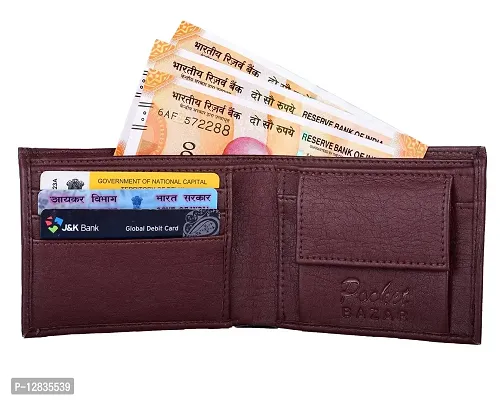 Pocket Bazar Men Purses || Casual || Artificial || Leather Wallet || 7 Card Slots || Wallet for Men (Brown-02)-thumb3