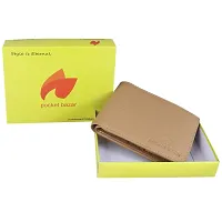 pocket bazar Men's Wallet || Artificial || Leather Wallet || Multicolor || 10 Card Slots (Beige)-thumb1