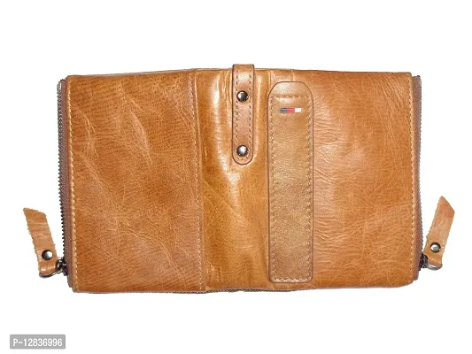 pocket bazar Men Tan Genuine Leather Wallet (8 Card Slots)-thumb5
