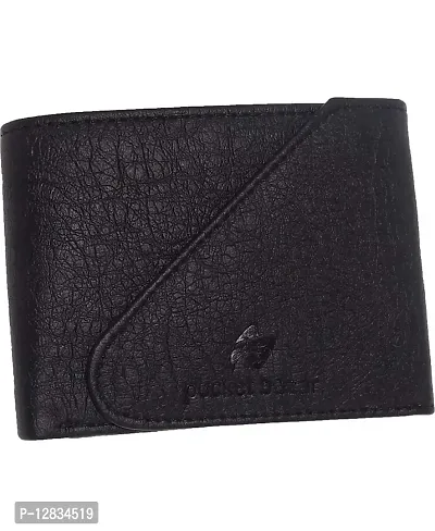 Pocket Bazar Men's Wallet || Black Color || Leather Wallet || Purse for Men || 5 Card Slot || 1 Coin Pocket || Hidden Compartment (Black-03)