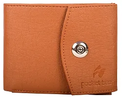 Pocket Bazar Men Casual Artificial Leather Wallet (Tan)-thumb1