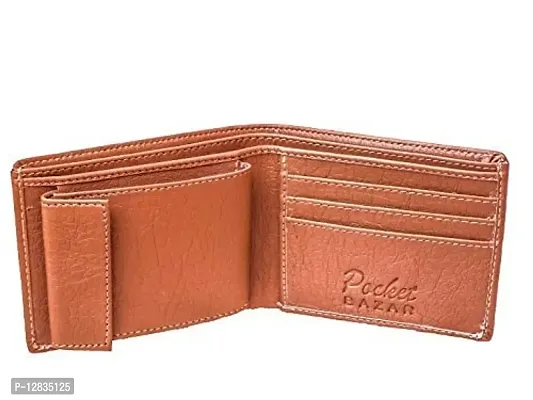 pocket bazar Men's Wallet || Artificial || Leather Wallet || Multicolor || 10 Card Slots (Tan-01)