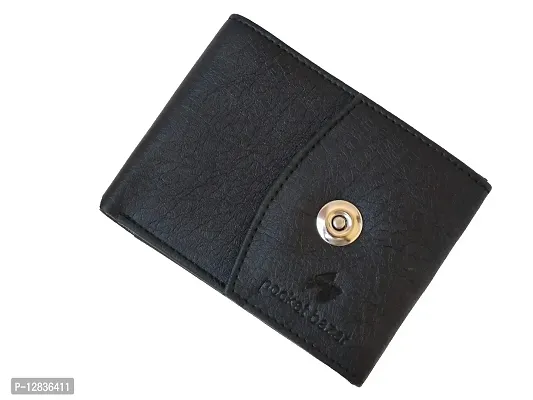 Pocket Bazar Men Casual Artificial Leather Wallet (Black)-thumb0