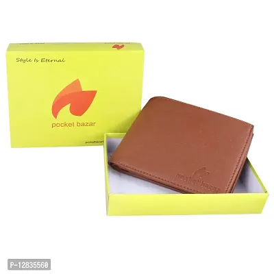 Pocket Bazar Men Casual Artificial Leather Wallet (Tan)-thumb5