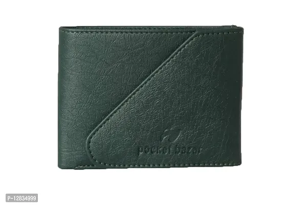 pocket bazar Men's Wallet Green Artificial Leather Wallet (5 Card Slots)-thumb0