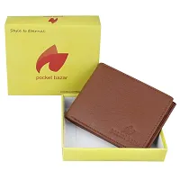 Pocket Bazar Men Casual Artificial Leather Wallet (Tan)-thumb4