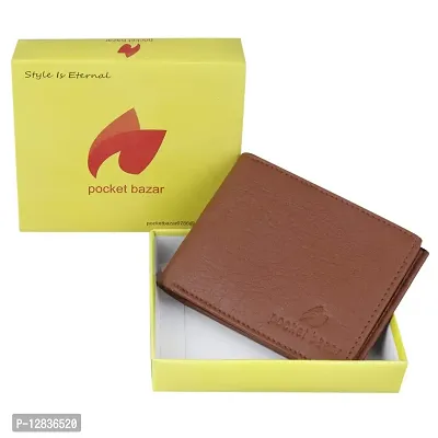 Pocket Bazar Men Casual Artificial Leather Wallet (Tan)-thumb5