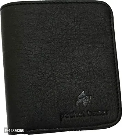 Pocket Bazar Men Purses || Casual || Artificial || Leather Wallet || 7 Card Slots || Wallet for Men (Black-02)