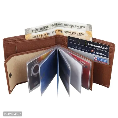 pocket bazar Men's Wallet Tan Artificial Leather Wallet (10 Card Slots)-thumb2