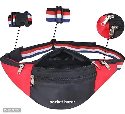 Pocket Bazar Waist  Chest Bag (Black  Red) Sporty Look-thumb3