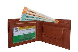 Pocket Bazar Men's wallet || Tan color || Leather Wallet for Men || multicard slots || 1 Coin Pocket || Hidden Compartment-thumb1