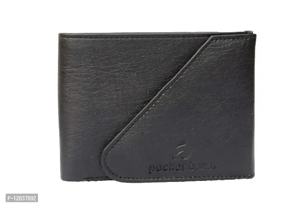 Pocket Bazar Men Casual Artificial Leather Wallet (9 Card Slots) (Black)