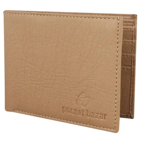 Pocket Bazar Men Casual Artificial Leather Wallet (Beige)