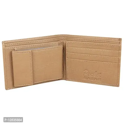 pocket bazar Men's Wallet Beige Artificial Leather Money Clip (10 Card Slots)-thumb3