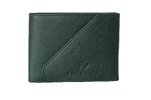 pocket bazar Men's Wallet || Black Color || Leather Wallet || Purse for Men || 5 Card Slot || 1 Coin Pocket || Hidden Compartment (Green)-thumb3