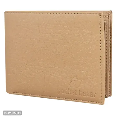 Pocket Bazar Men Casual Artificial Leather Wallet (Beige)