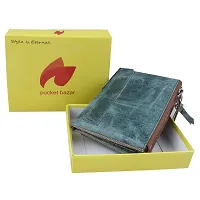 Pocket Bazar Men Casual Artificial Leather Wallet (Green)-thumb3