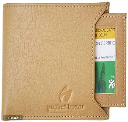 Pocket Bazar Men Purses || Casual || Artificial || Leather Wallet || 7 Card Slots || Wallet for Men (Beige-01)