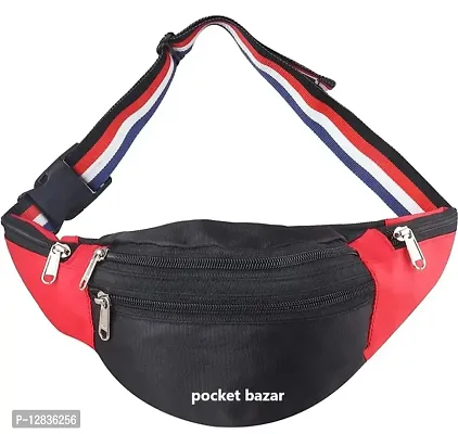 Pocket Bazar Waist  Chest Bag (Black  Red) Sporty Look-thumb0