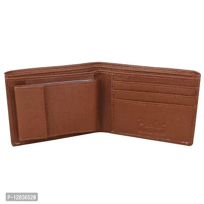 Pocket Bazar Men Casual Artificial Leather Wallet (Tan)-thumb3