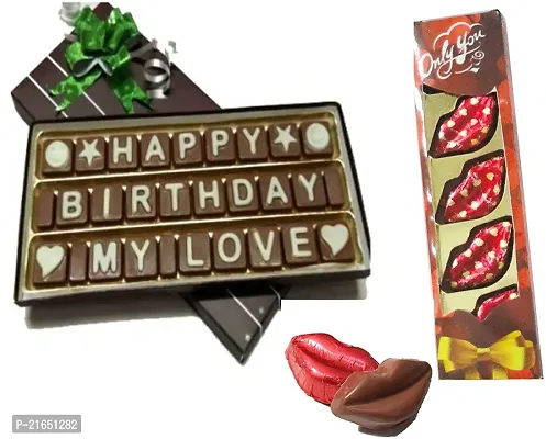 Classic Happy Birthday My Love Message With Kissing Lips Chocolates Bars (2 X 1 Units)