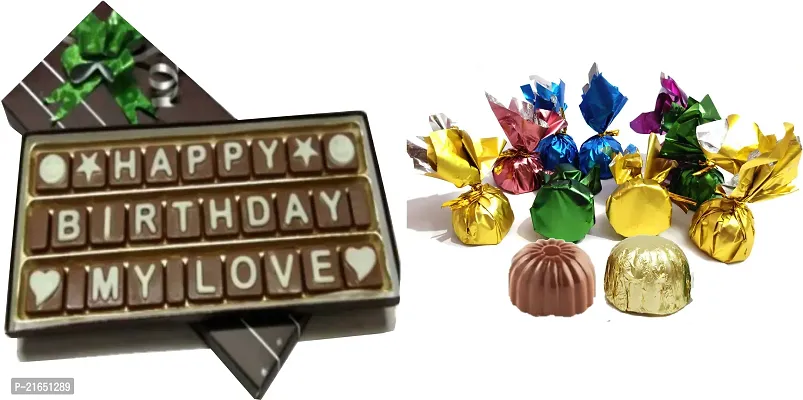 Classic Happy Birthday My Love Chocolate Message With 12 Assorted Flavour Chocolate Bars (200 G)-thumb0