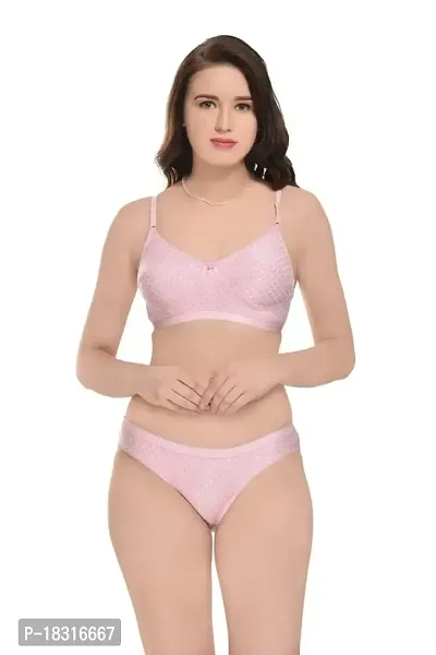 BB Enterprises - Women's Cotton Non Padded  Non-Wired Pink Lingerie Set(Size - 30)