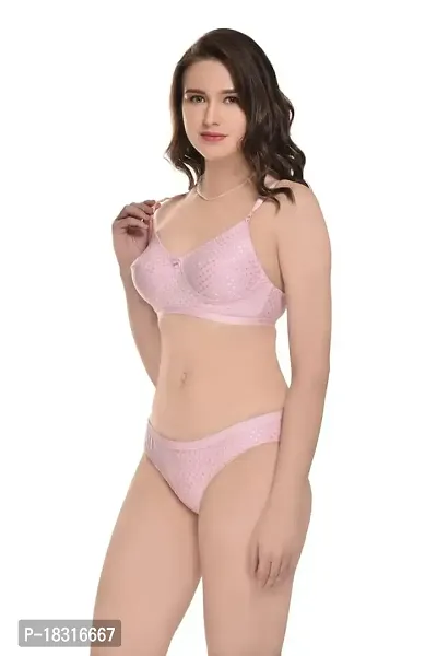 BB Enterprises - Women's Cotton Non Padded  Non-Wired Pink Lingerie Set(Size - 30)-thumb5