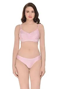 BB Enterprises - Women's Cotton Non Padded  Non-Wired Pink Lingerie Set(Size - 30)-thumb1