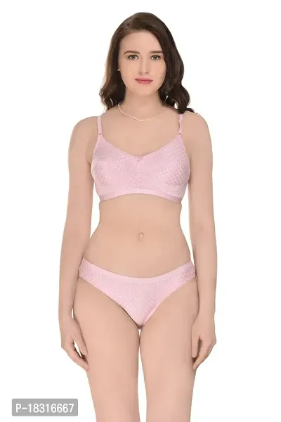 BB Enterprises - Women's Cotton Non Padded  Non-Wired Pink Lingerie Set(Size - 30)-thumb2