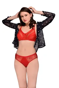 BB Comfort Women's  Red Non-Padded  Non-Wired Lingerie Set-thumb4