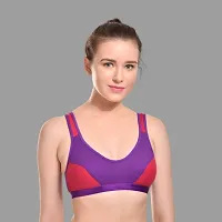 Comfort Women's Purple Cotton Non-Wired Sport Bra-thumb1