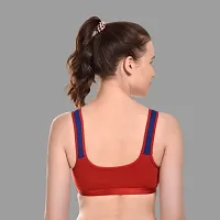 Comfort Women's Red Cotton Non-Wired Sport Bra-thumb2