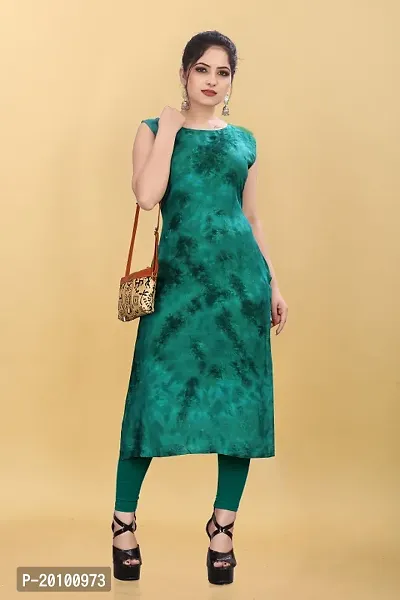 Green Colored Printed Rayon Kurti