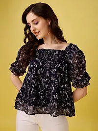 Women Floral Print Relaxed Fit Square-Neck Top-thumb4