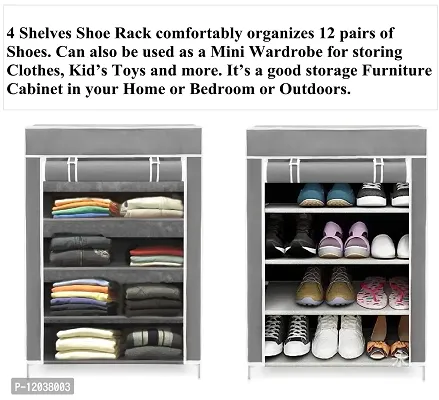 CMerchants Multi Utility Shoe Rack/Wardrobe Cabinet 4 LAYER (Grey)-thumb2