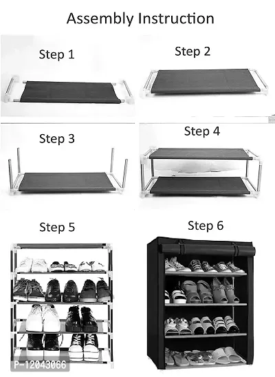 CMerchants 4 shelves shoe rack organiser (Blue)-thumb5