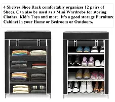 CMerchants Multi Utility Shoe Rack/Wardrobe Cabinet 4 LAYER (Black)-thumb1