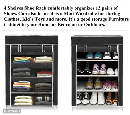 CMerchants Multi Utility Shoe Rack/Wardrobe Cabinet 4 LAYER (Black)-thumb2