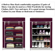 CMerchants Multi Utility Shoe Rack/Wardrobe Cabinet 4 LAYER (Maroon)-thumb1