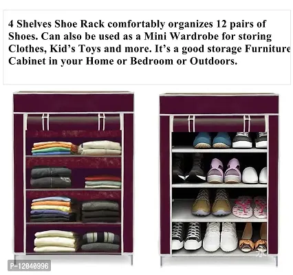 CMerchants Multi Utility Shoe Rack/Wardrobe Cabinet 4 LAYER (Maroon)-thumb2