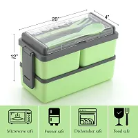 SELDOS Compartment Pista Color with Spoon and Fork Office School Collage 3 Containers Lunch Box  (1500 ml) Pack Of 2-thumb3