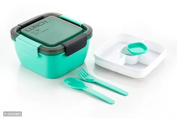 SELDOS Green Color with Spoon and Fork Office School Collage  Lunch Box  (750 ml)-thumb0