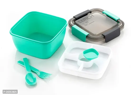 SELDOS Green Color with Spoon and Fork Office School Collage  Lunch Box  (750 ml)-thumb2