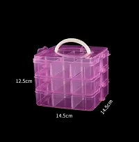 SELDOS 18 Grid Plastic Accessories Storage Box 3 Layer Jewelry Storage Organizer Jewellery, Make up Vanity Box(Pink)-thumb1