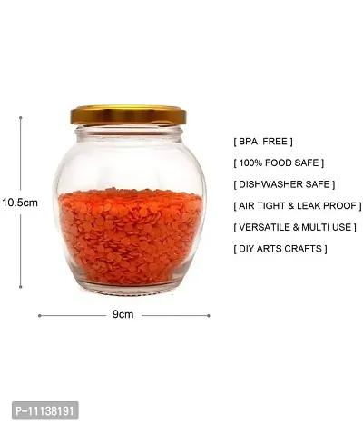 BEAU ENTERPRISE matka shape spices masala liquid candy cookies kitchen container pickle jars 350 ml transparent ( pack of 12 ) storage jar-thumb3