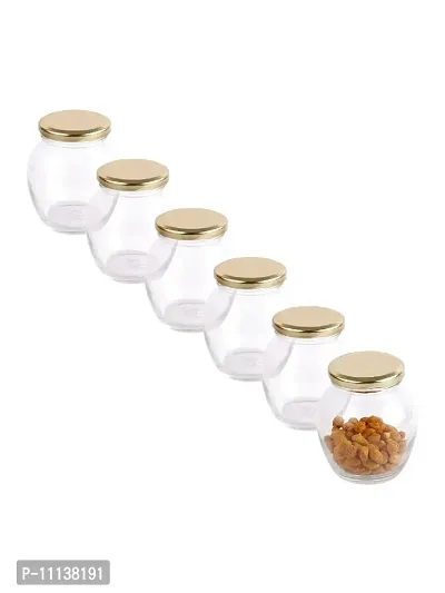 BEAU ENTERPRISE matka shape spices masala liquid candy cookies kitchen container pickle jars 350 ml transparent ( pack of 12 ) storage jar-thumb0
